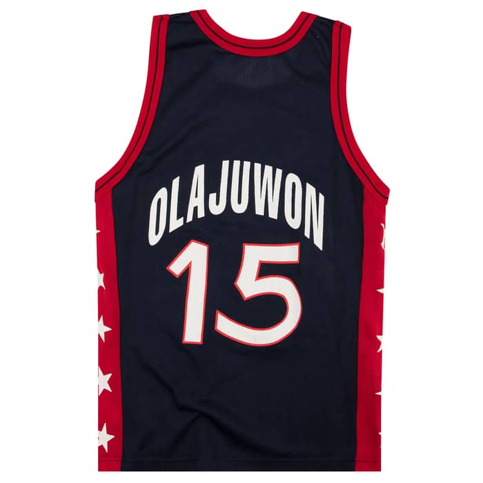 1996 USA Olajuwon #15 Champion Jersey (Away) M