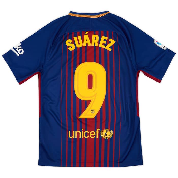 2017-18 Barcelona Home Shirt Suarez #9 - 9/10 - (S)
