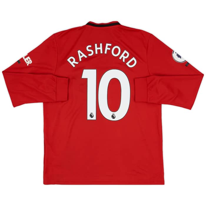 2019-20 Manchester United Home L/S Shirt Rashford #10 - 6/10 - (L)