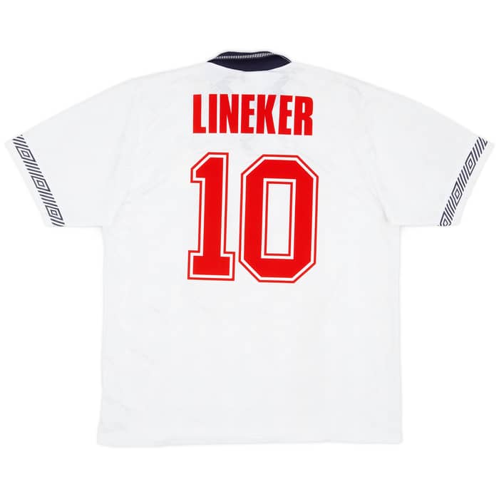 1990-92 England Home Shirt Lineker #10 - 8/10 - (L)