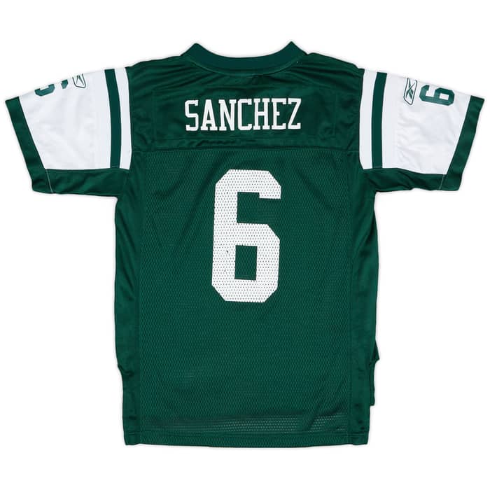 2009-11 New York Jets Sanchez #6 Reebok On Field Home Jersey - 7/10 - (M.Boys)