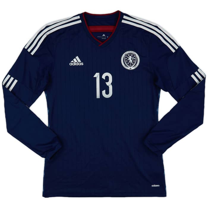 2014-15 Scotland Player Issue Home L/S Shirt #13 - 8/10 - (M)