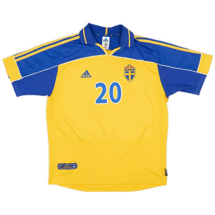 2000-02 Sweden Home Shirt Larsson #20 - 6/10 - (L)