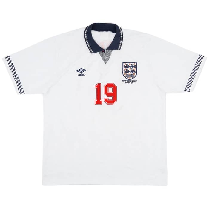 1990-92 England Home Shirt Gascoigne #19 - 9/10 - (XL)