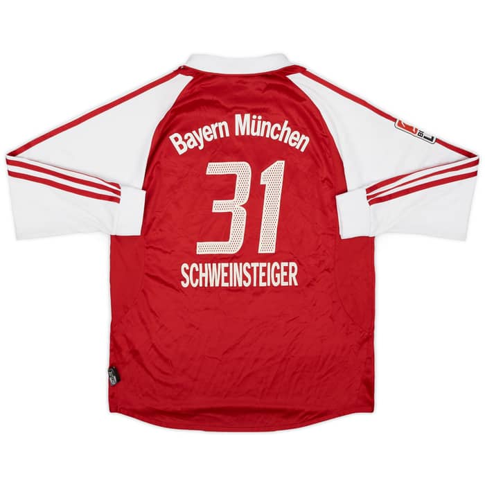 2003-04 Bayern Munich Home L/S Shirt Schweinsteiger #31 - 6/10 - (XL.Boys)