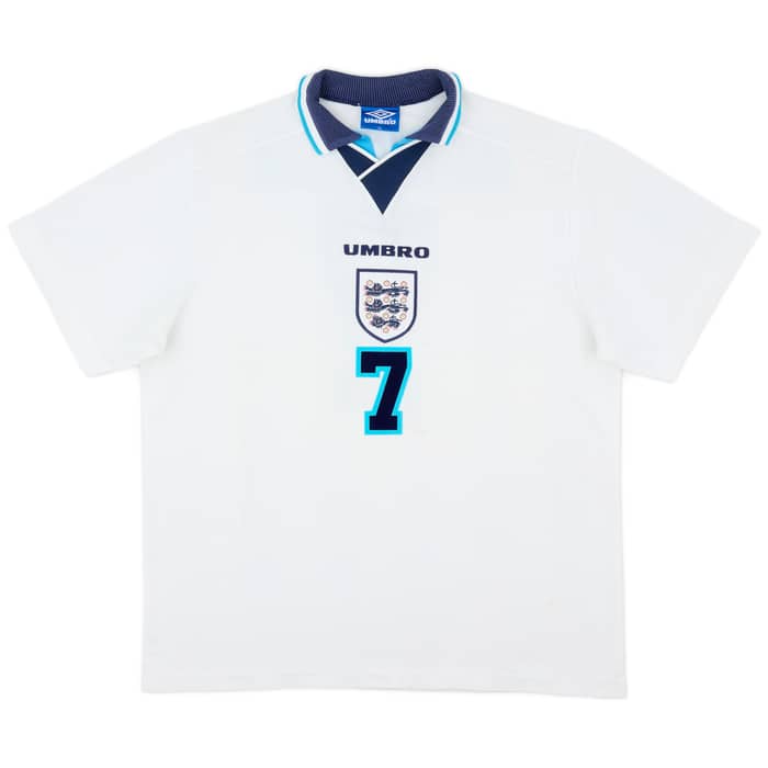 1995-97 England Home Shirt Beckham #7 - 8/10 - (XL)
