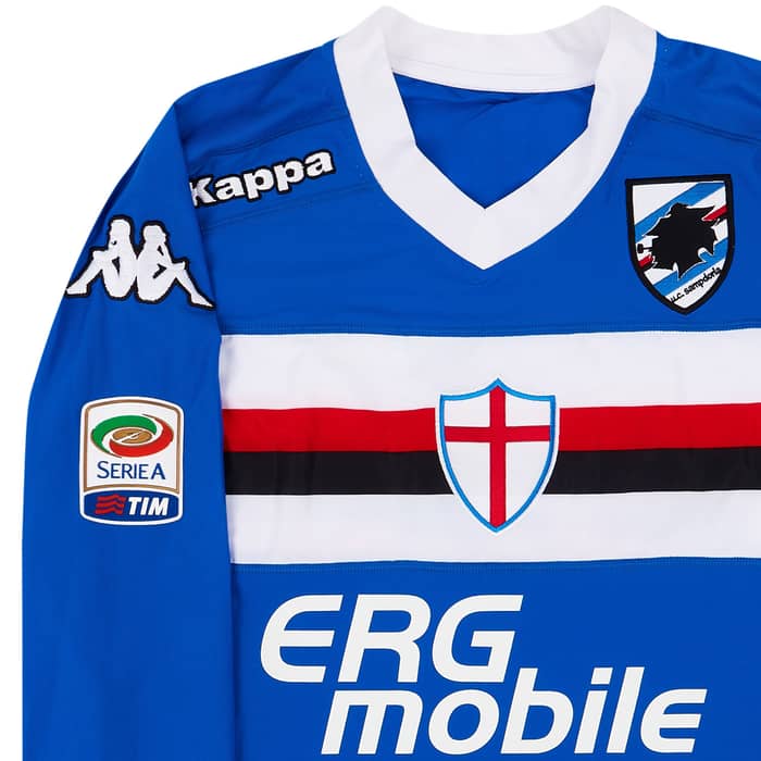 2010-11 Sampdoria Match Issue Home L/S Shirt Mannini #7