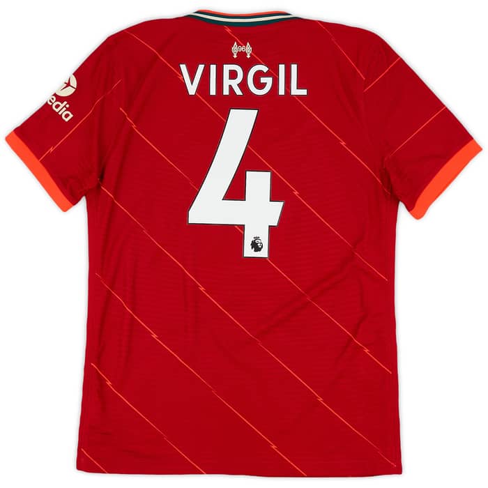 2021-22 Liverpool Authentic Home Shirt Virgil #4 - 8/10 - (M)