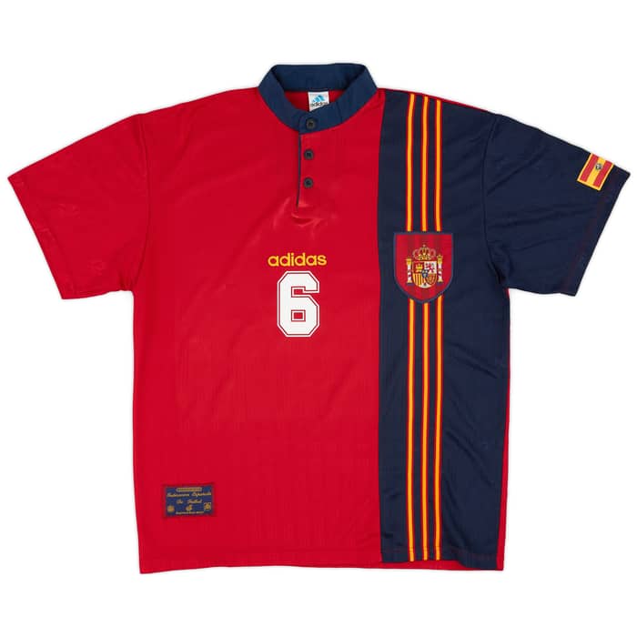 1996-98 Spain Home Shirt R.Hierro #6 - 9/10 - (L)