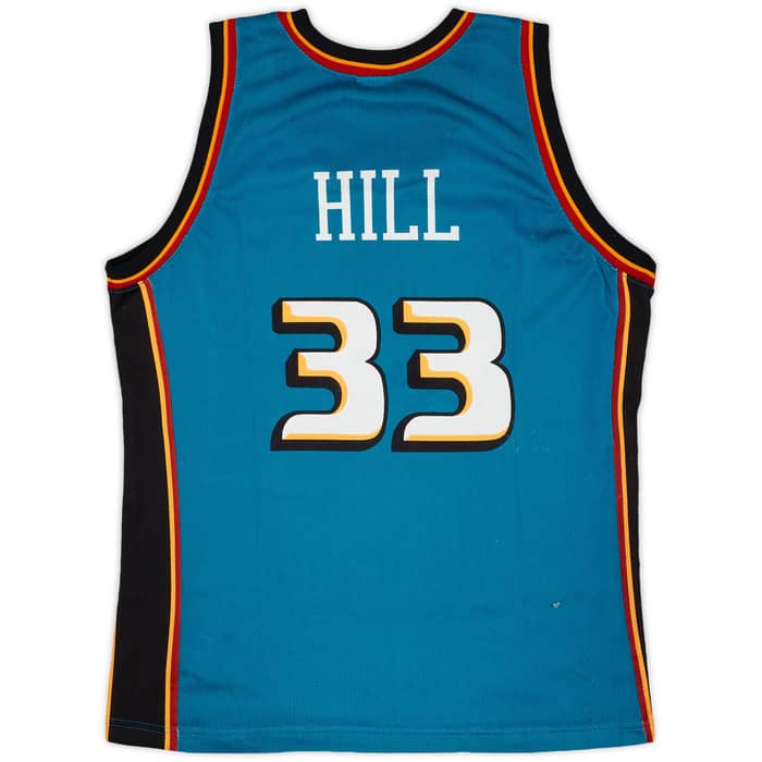 1996-00 Detroit Pistons Hill #33 Champion Away Jersey - 6/10 - (M)