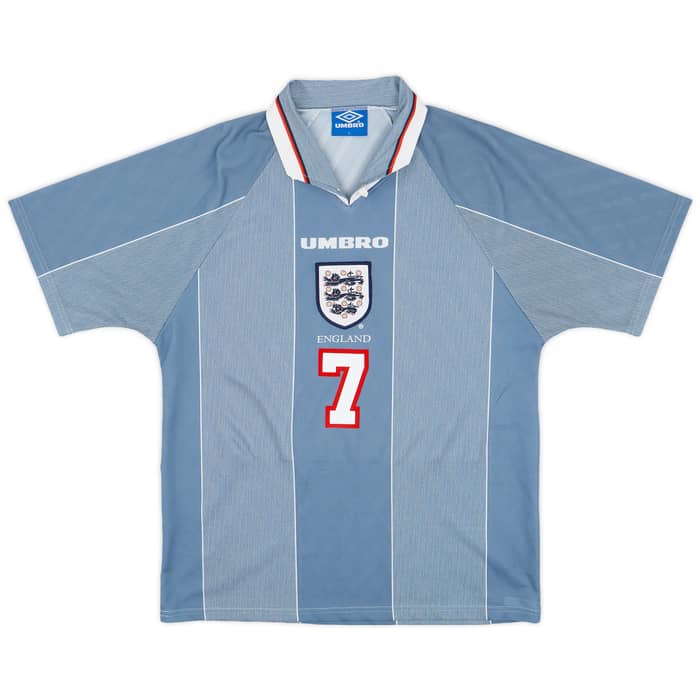 1996-97 England Away Shirt Beckham #7 - 9/10 - (L)