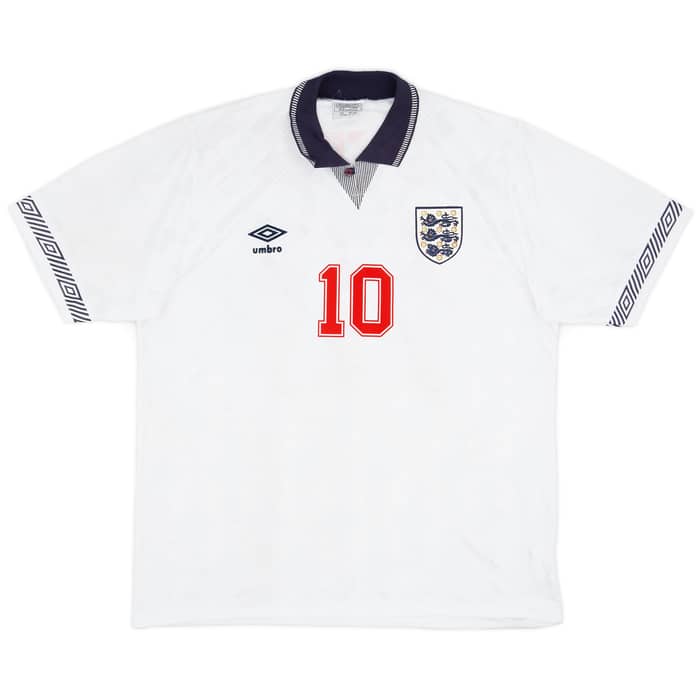 1990-92 England Home Shirt Lineker #10 - 8/10 - (L)