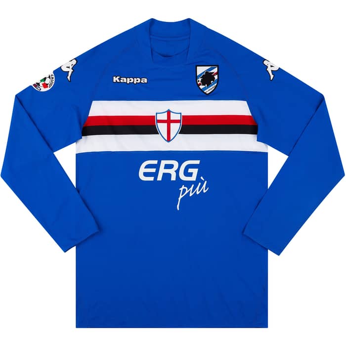 2009-10 Sampdoria Match Issue Home L/S Shirt Mannini #7