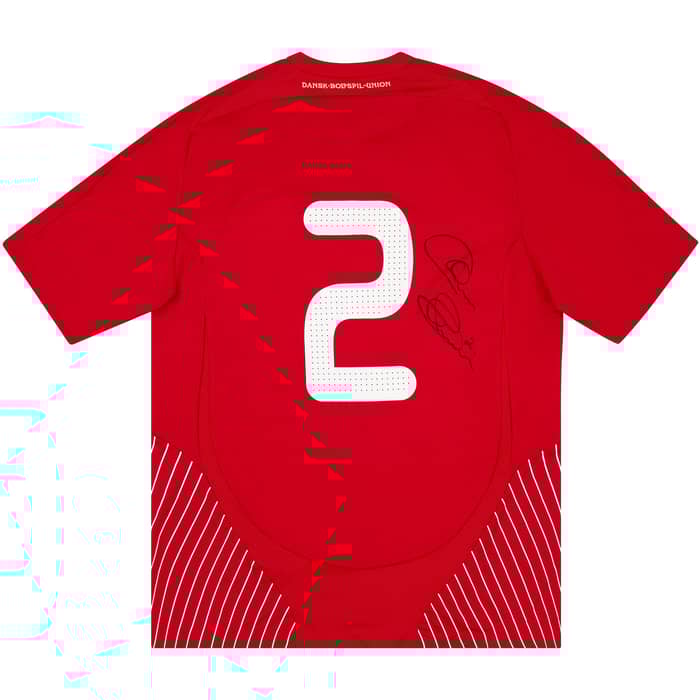 2008 Denmark Match Worn Signed Home Shirt #2 (Poulsen) v Spain