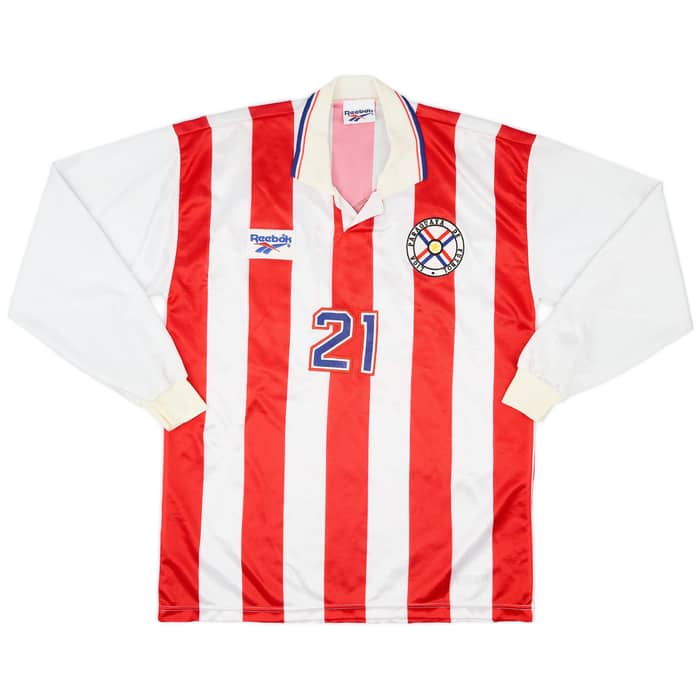 1998 Paraguay Match Issue Home L/S Shirt #21
