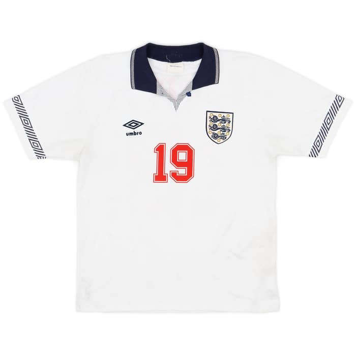 1990-92 England Home Shirt Gascoigne #19 - 5/10 - (S)
