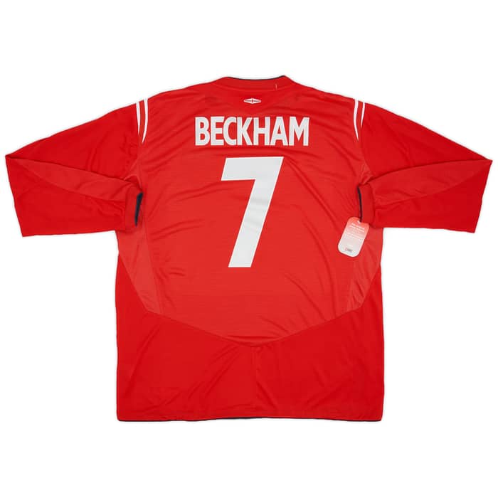 2004-06 England Away L/S Shirt Beckham #7 (XXL)