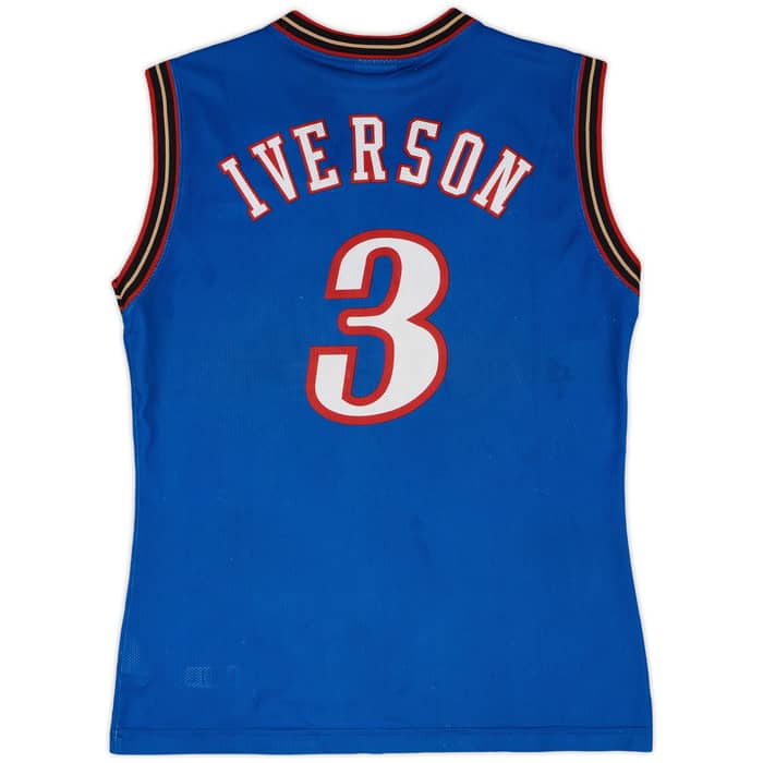 1999-00 Philadelphia 76ers Iverson #3 Champion Alternate Jersey - 8/10 - (S)