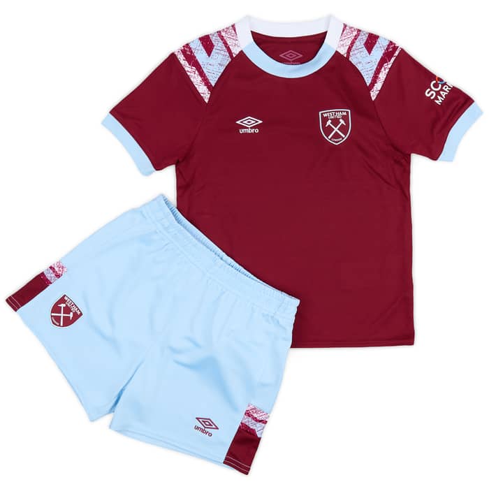 2022-23 West Ham Home Shirt & Shorts Kit (Little Kids)