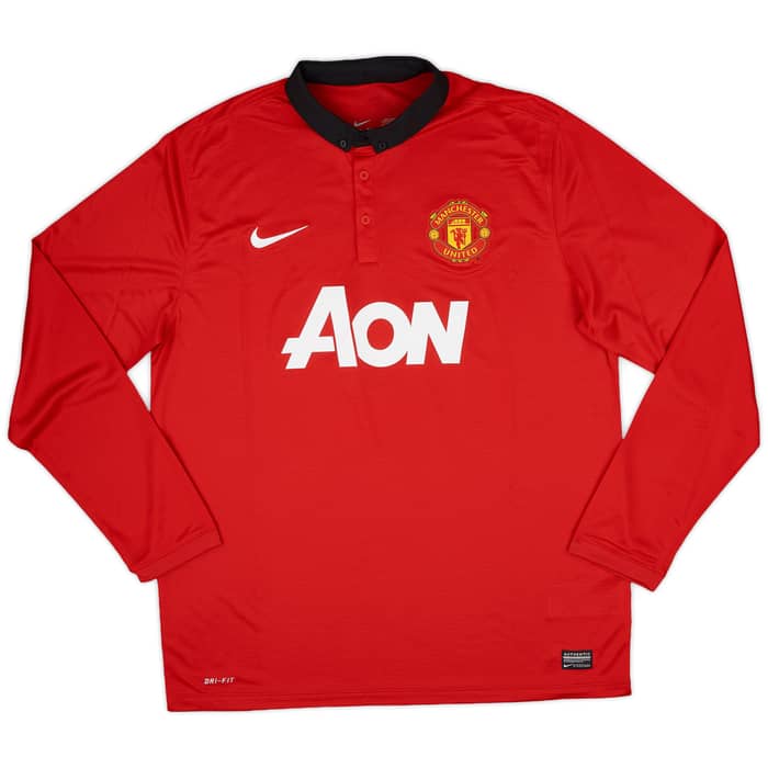 2013-14 Manchester United Home L/S Shirt Vidic #15 - 10/10 - (XL)