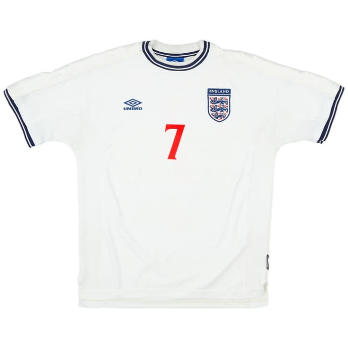 1999-01 England Home Shirt Beckham #7 - 5/10 - (XL)