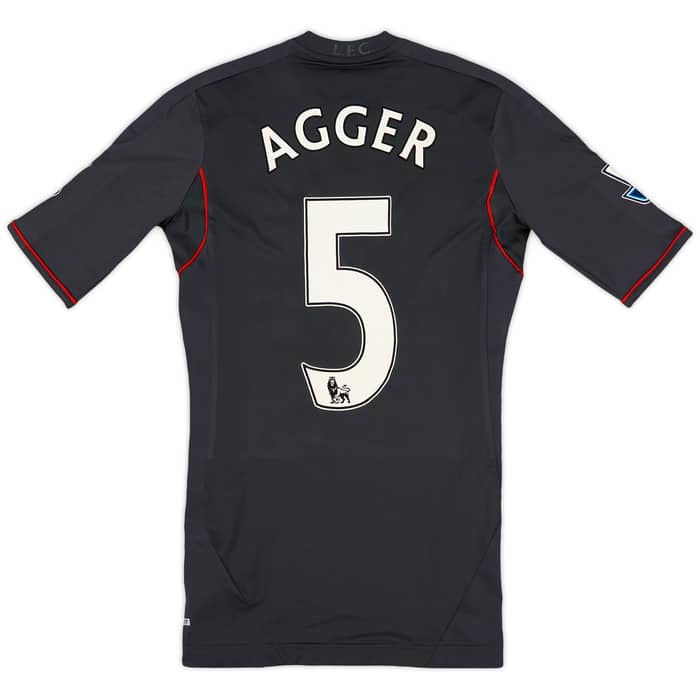 2011-12 Liverpool Player Issue TechFit Away Shirt Agger #5 (S/M)