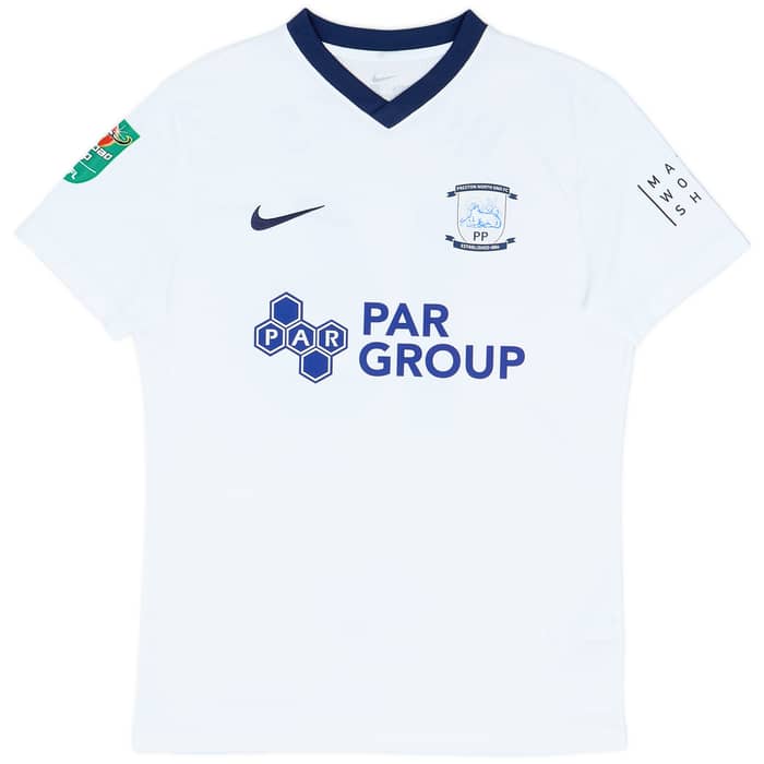 2022-23 Preston North End Match Issue Carabao Cup Home Shirt Hughes #16
