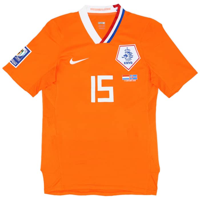 2008 Netherlands Match Issue Home Shirt De Zeeuw #15 (v Iceland)