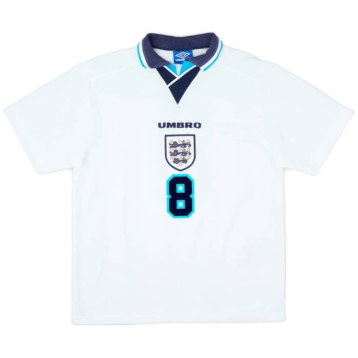 1995-97 England Home Shirt Gascoigne #8 - 8/10 - (L)