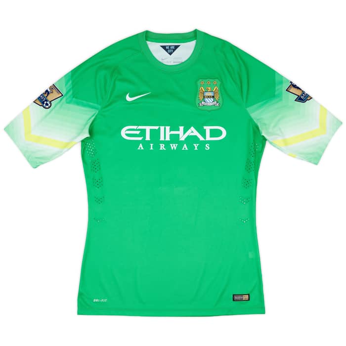 2014-15 Manchester City Match Issue GK S/S Shirt Hart #1