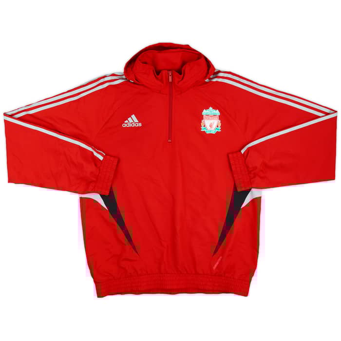 2008-09 Liverpool adidas 1/4 Zip Hooded Rain Jacket - 6/10 - (XL)
