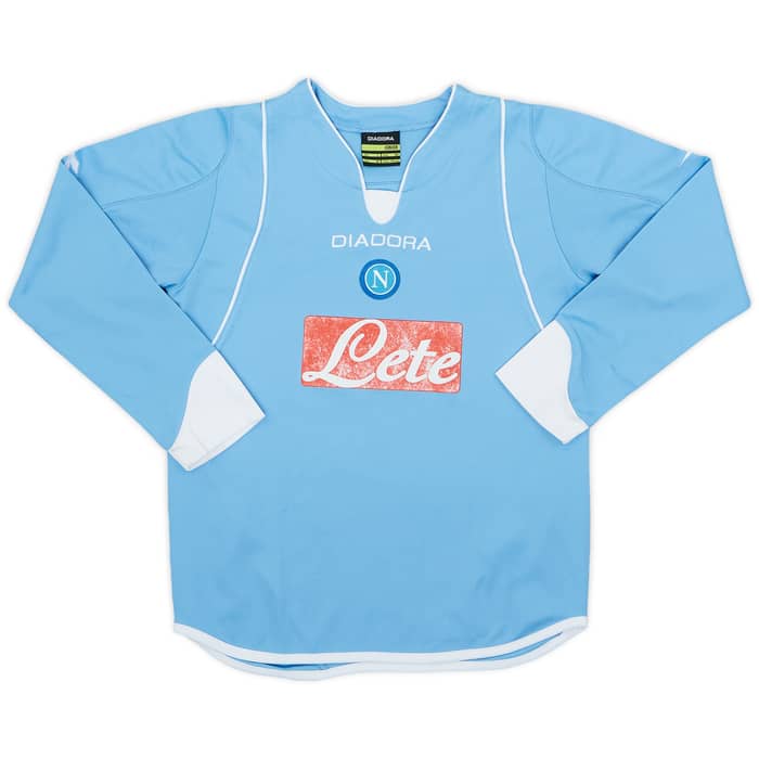2007-08 Napoli Home L/S Shirt Lavezzi #7 - 6/10 - (S.Boys)