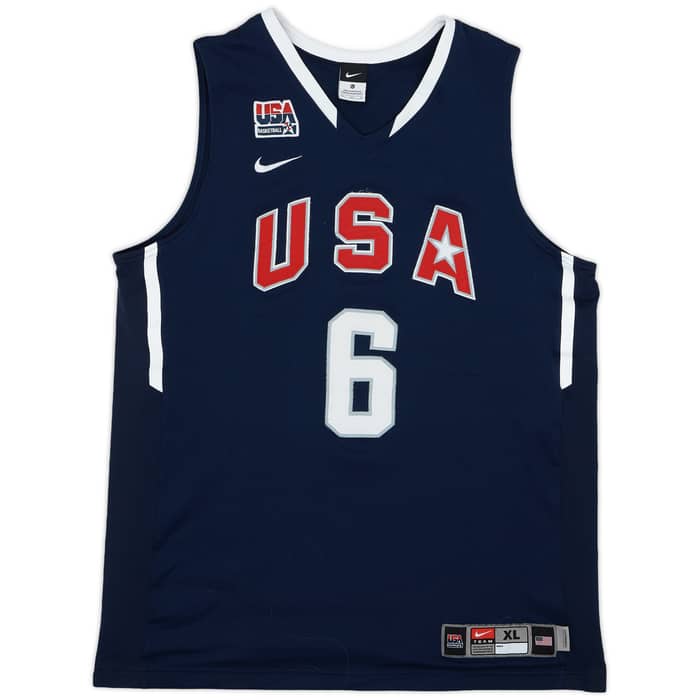 2010 USA James #6 Nike Authentic Away Jersey - 6/10 - (XL)
