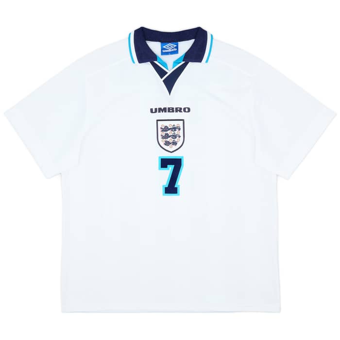 1995-97 England Home Shirt Beckham #7 - 9/10 - (XL)