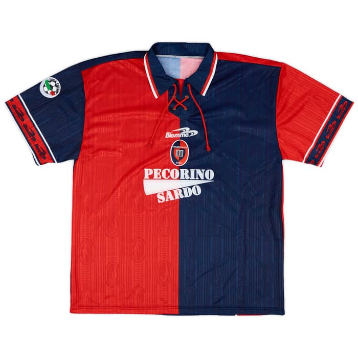 1999-00 Cagliari Match Issue Signed Home Shirt O'Neill #10