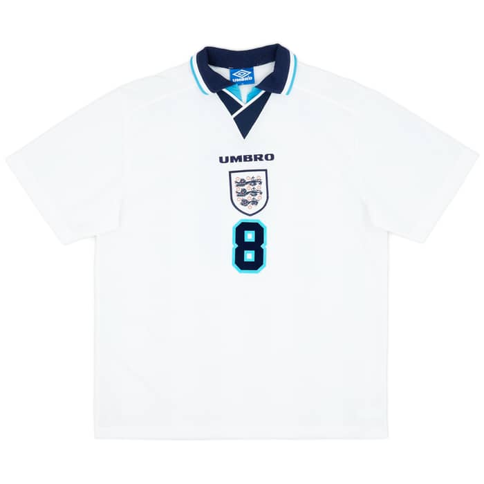 1995-97 England Home Shirt Gascoigne #8 - 9/10 - (XL)