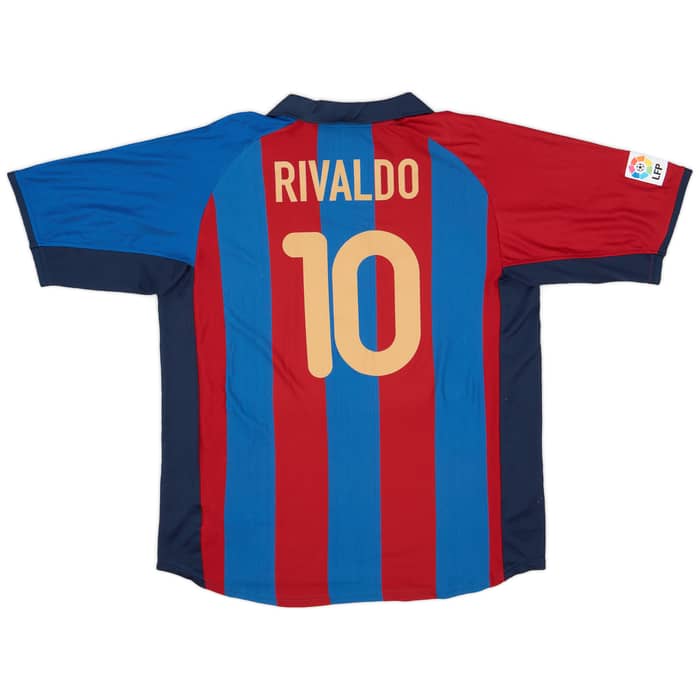2001-02 Barcelona Home Shirt Rivaldo #10 - 6/10 - (XL)