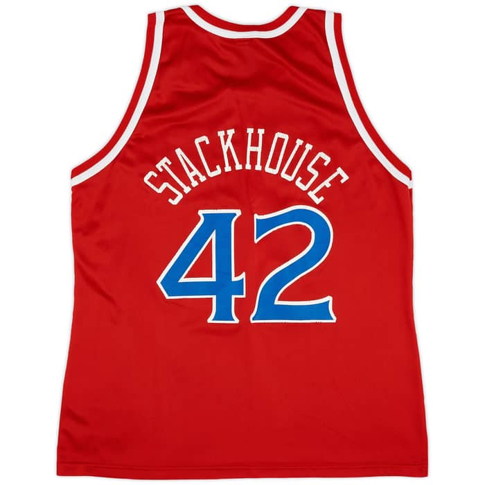 1995-97 Philadelphia 76ers Stackhouse #42 Champion Away Jersey (Very Good) XL