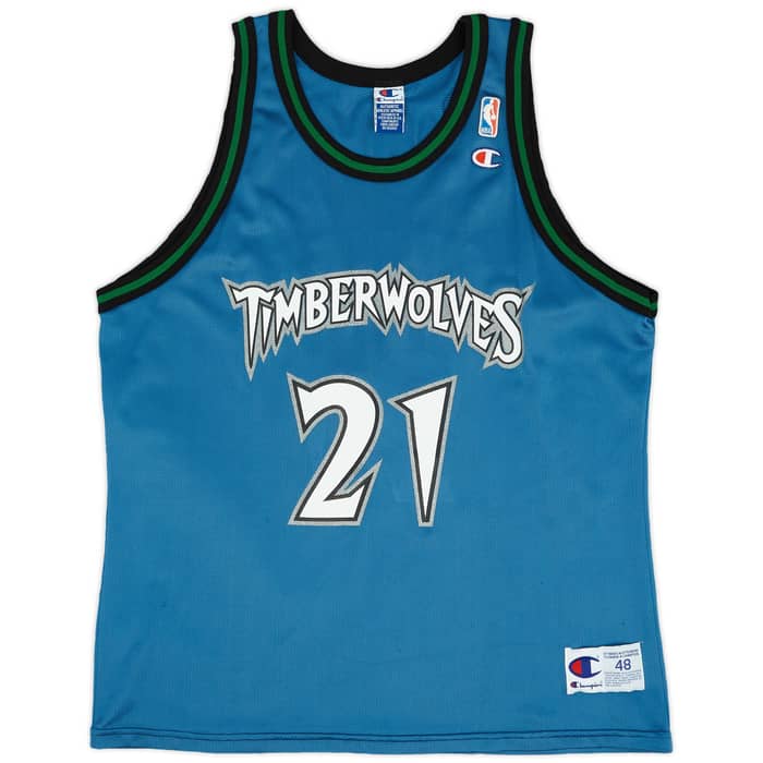 1996-02 Minnesota Timberwolves Garnett #21 Champion Away Jersey (Very Good) XL