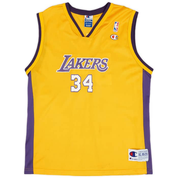 1999-02 LA Lakers O'Neal #34 Champion Home Jersey (Very Good) XL.Kids