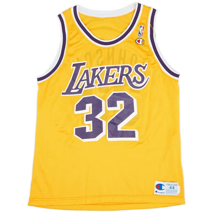 1991 LA Lakers Johnson #32 Champion Home Jersey (Very Good) L