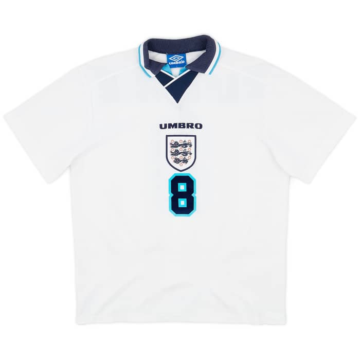 1995-97 England Home Shirt Gascoigne #8 - 5/10 - (L)