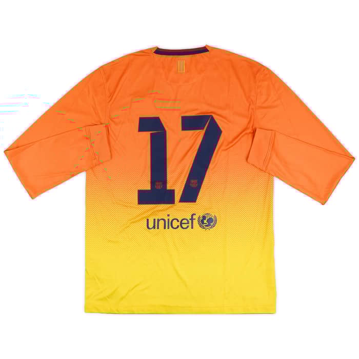 2012-13 Barcelona Match Issue Away L/S Shirt #17