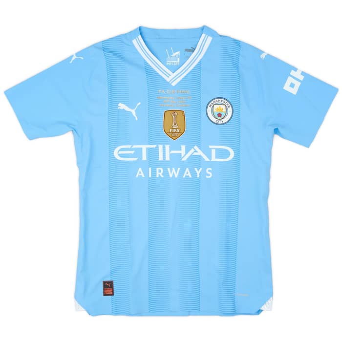 2023-24 Manchester City Match Issue FA Cup Final Home Shirt Stones #5