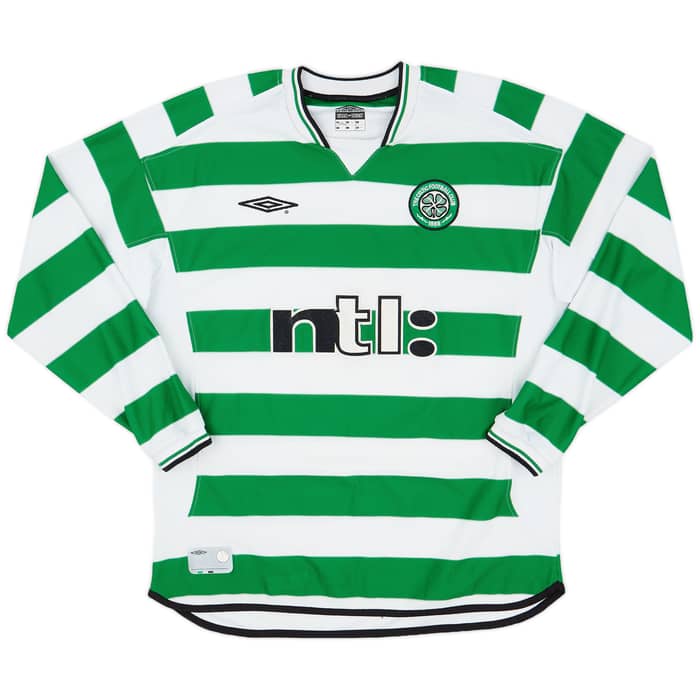 2001-03 Celtic Home L/S Shirt Larsson #7 - 8/10 - (L)