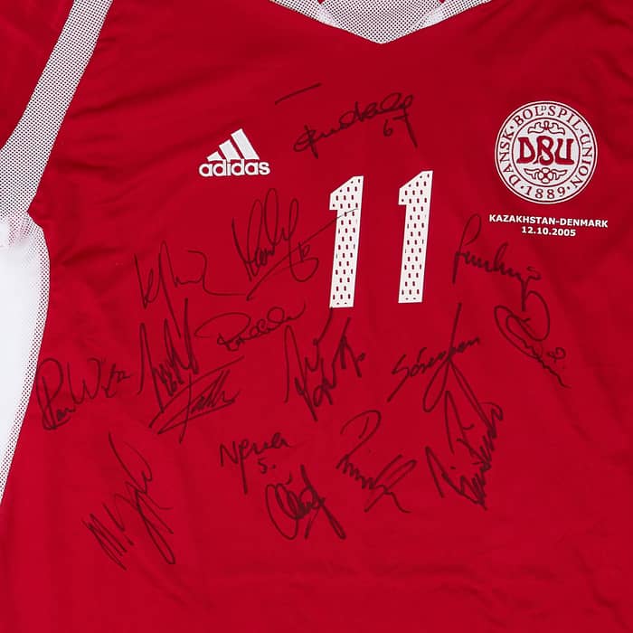 2005 Denmark Match Worn Signed Home Shirt #11 (Rommedahl)
