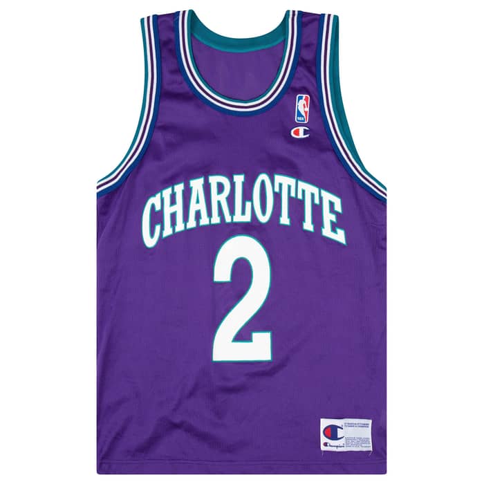 1994-95 Charlotte Hornets Johnson #2 Champion Jersey (Alternate) L