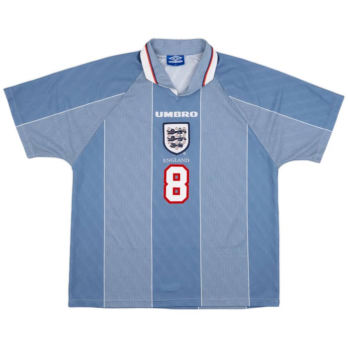 1996-97 England Away Shirt Gascoigne #8 - 8/10 - (XL)