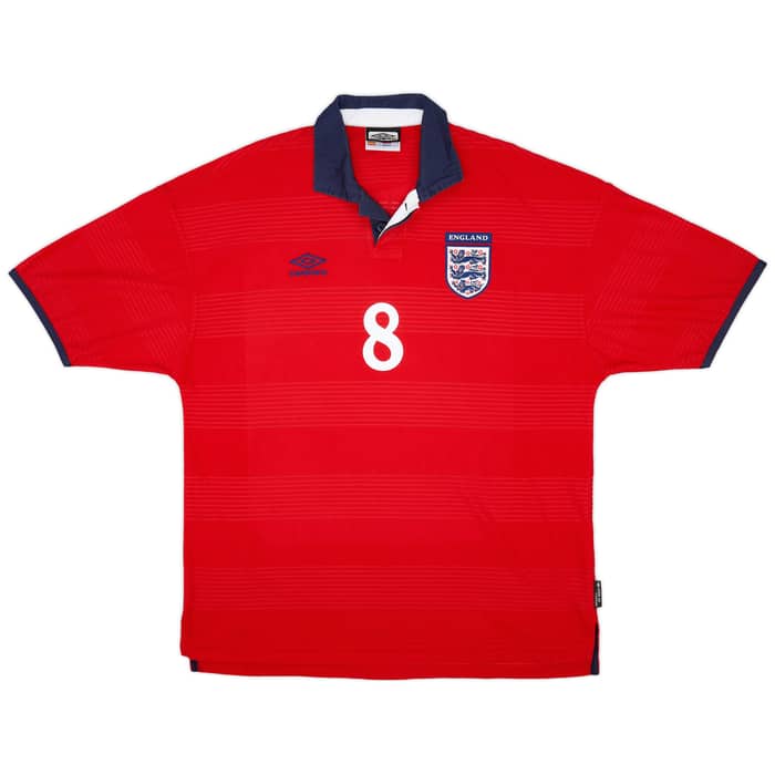 1999-01 England Away Shirt Scholes #8 - 9/10 - (XL)