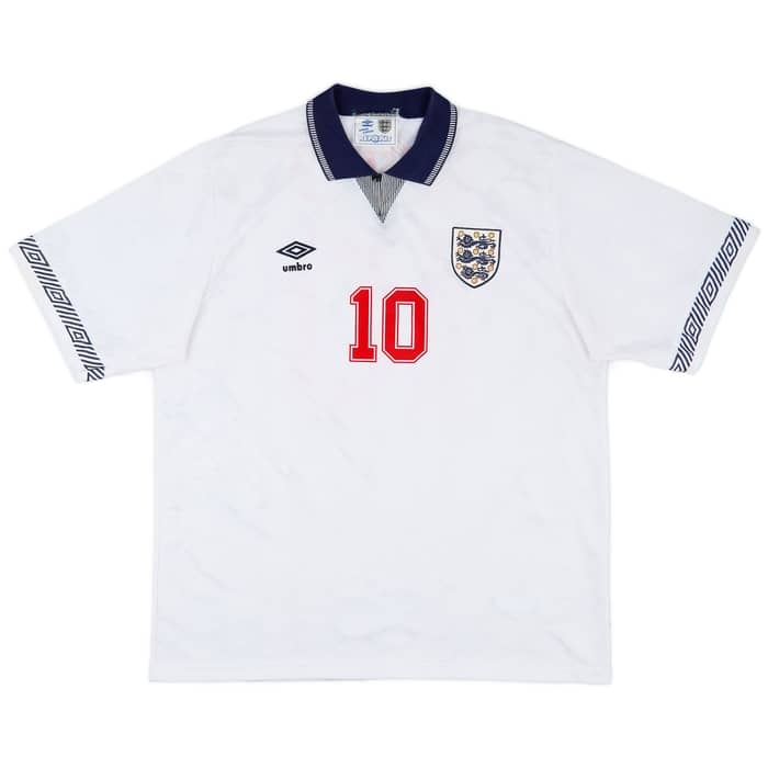 1990-92 England Home Shirt Lineker #10 - 9/10 - (XL)